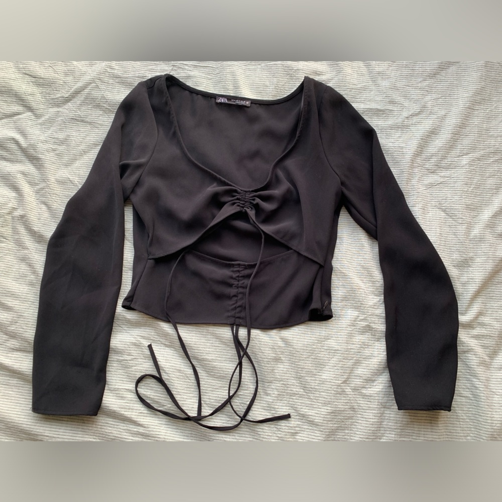 Zara front-tie cutout crop top